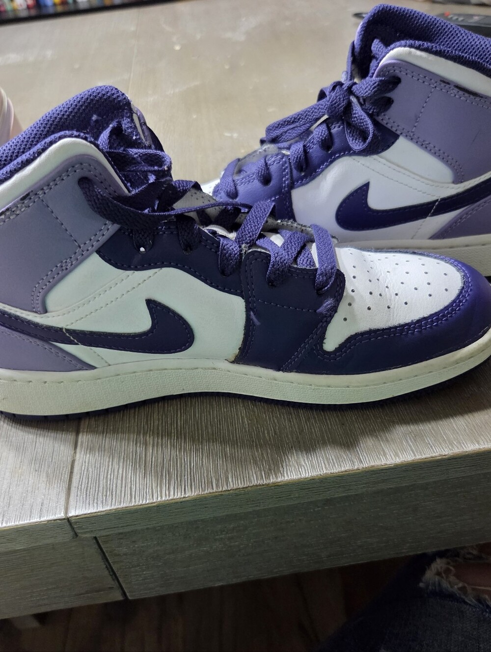 Nike Kids Purple and White High-Top Sneakers